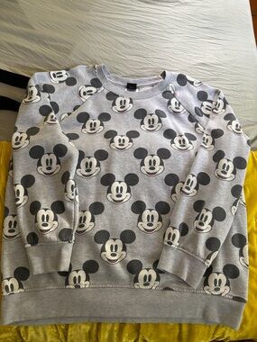 Disney Gray Crewneck Sweatshirt with All-Over Mickey Print
